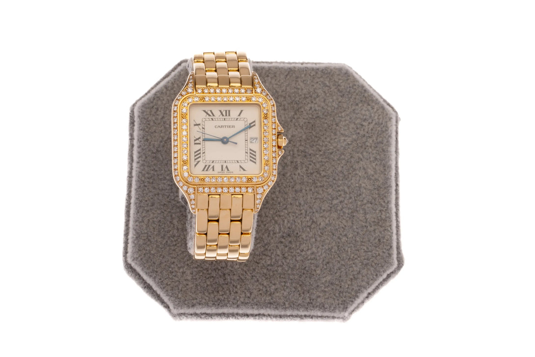 Cartier Panthere Watch 27mm Factory Diamond 18k Yellow Gold