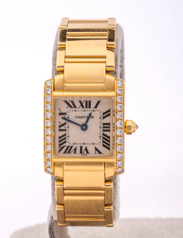 Cartier Tank Francaise Small Ladies Diamond Watch 18k Yellow Gold
