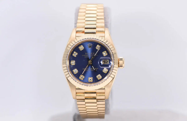 Rolex Oyster Perpetual Datejust 26mm 18k Gold Diamond Ladies Watch