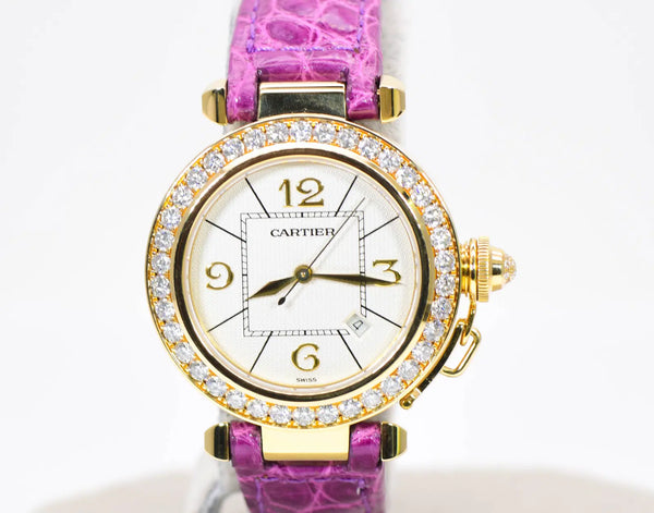Cartier Pasha Watch 2397 Diamond 18k Yellow Gold