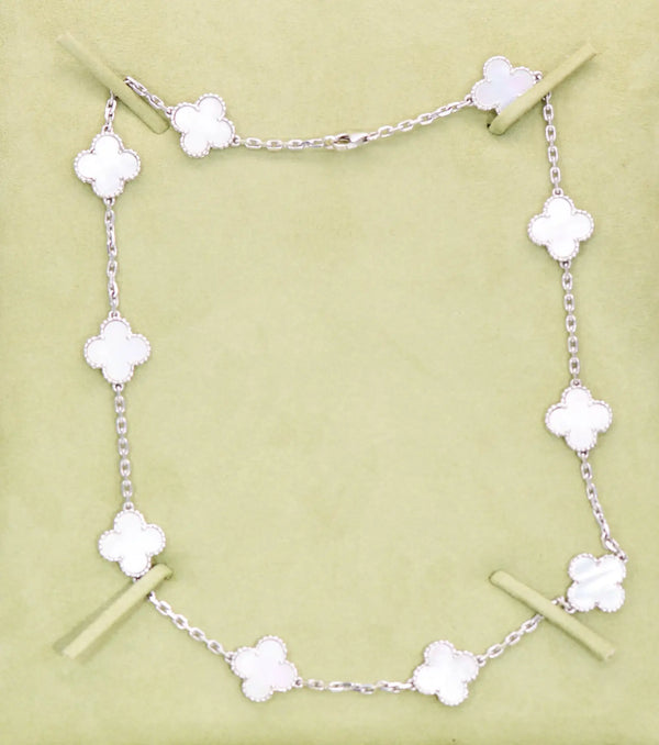 Van Cleef & Arpels Vintage Alhambra 10 Motif Mother of Pearl Necklace
