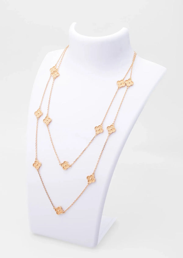 Van Cleef & Arpels Sweet Alhambra Long Necklace, 16 Motifs 18k Rose Gold