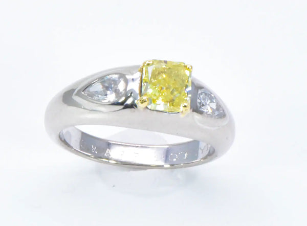 Graff 18k White Gold and Fancy Intense Yellow Diamond Ring