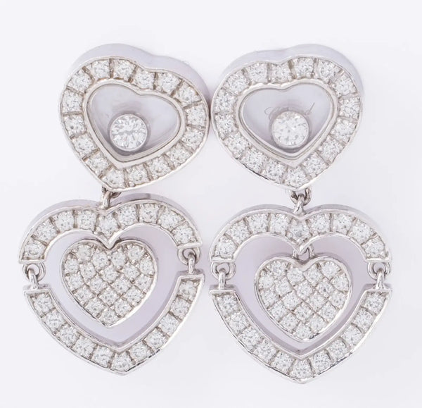 Chopard Happy Amore 18k White Gold 0.62ctw Diamond Heart Earrings (Copy)