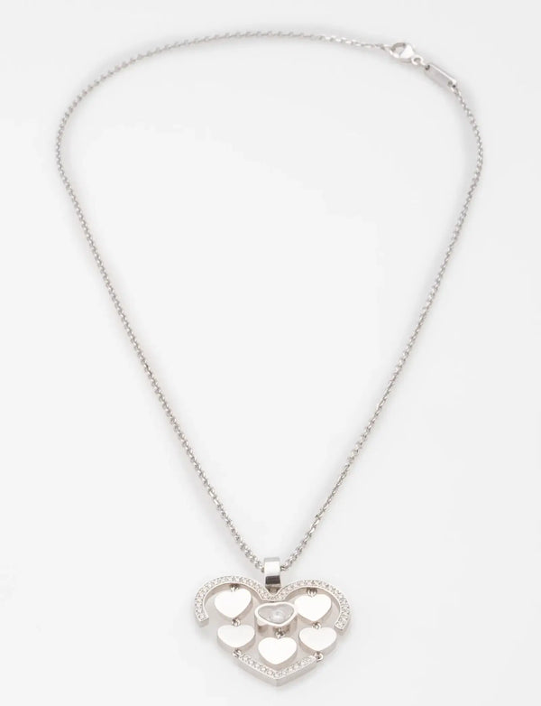 Chopard Amore Hearts Pendant Necklace 18k White Gold