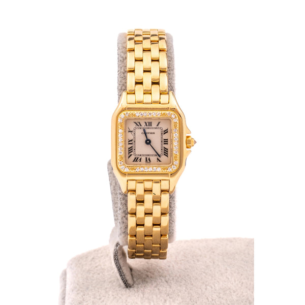 Cartier Panthere Watch 22mm Factory Diamond 18k Yellow Gold