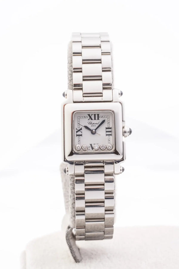 Happy Sport Classic Square with 5 Floating Diamonds Watch