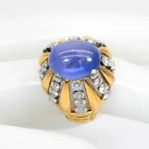 Bvlgari ‘Trombino’ 13ct Cabochon Sapphire & Diamond Ring