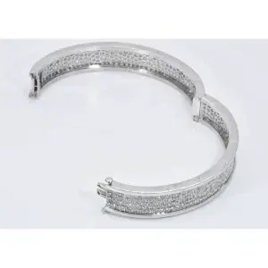 Bvlgari 'B.Zero1' Diamond Pave and 18k White Gold Bangle