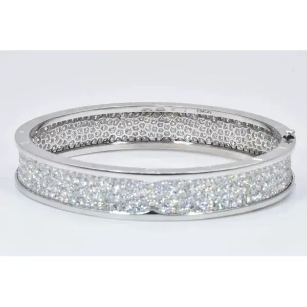 Bvlgari 'B.Zero1' Diamond Pave and 18k White Gold Bangle