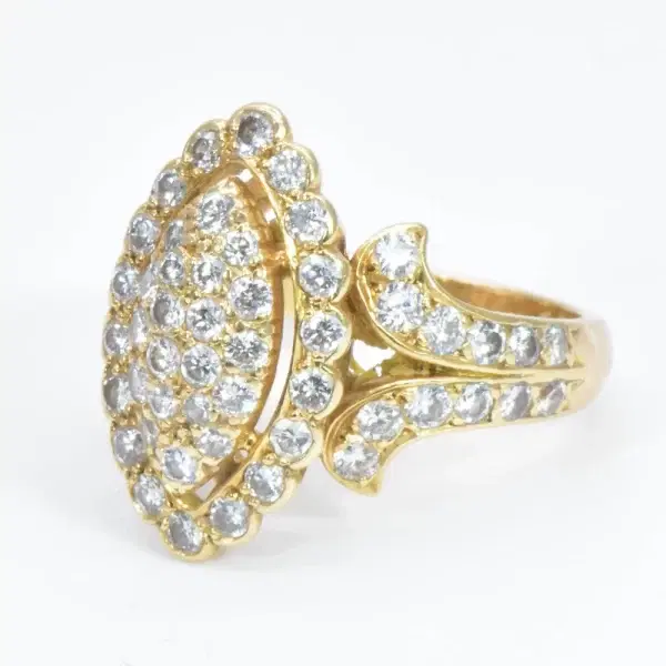 Cartier Navette Diamond and 18k Yellow Gold Signet Ring