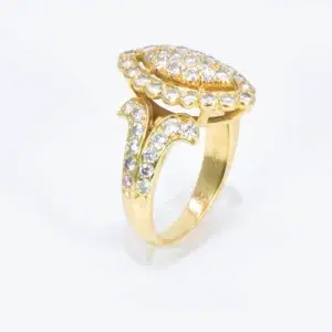 Cartier Navette Diamond and 18k Yellow Gold Signet Ring