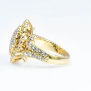 Cartier Navette Diamond and 18k Yellow Gold Signet Ring