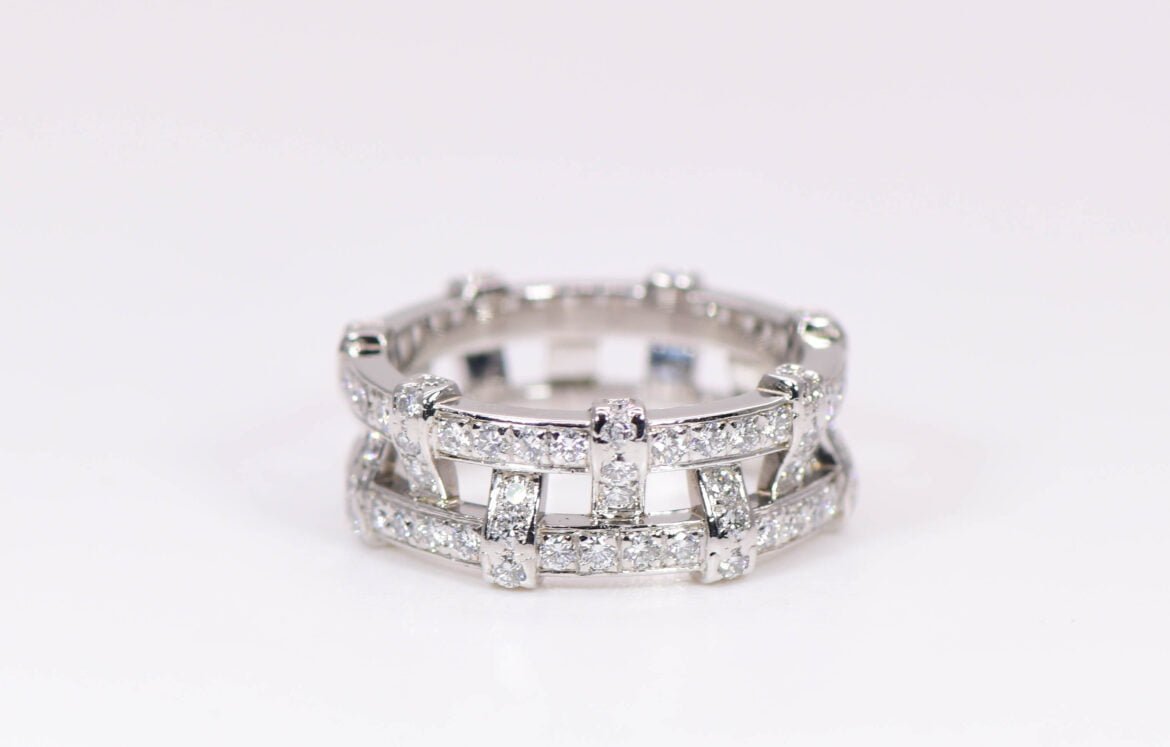 Tiffany & Co Platinum & Pave Weave Diamond Ring