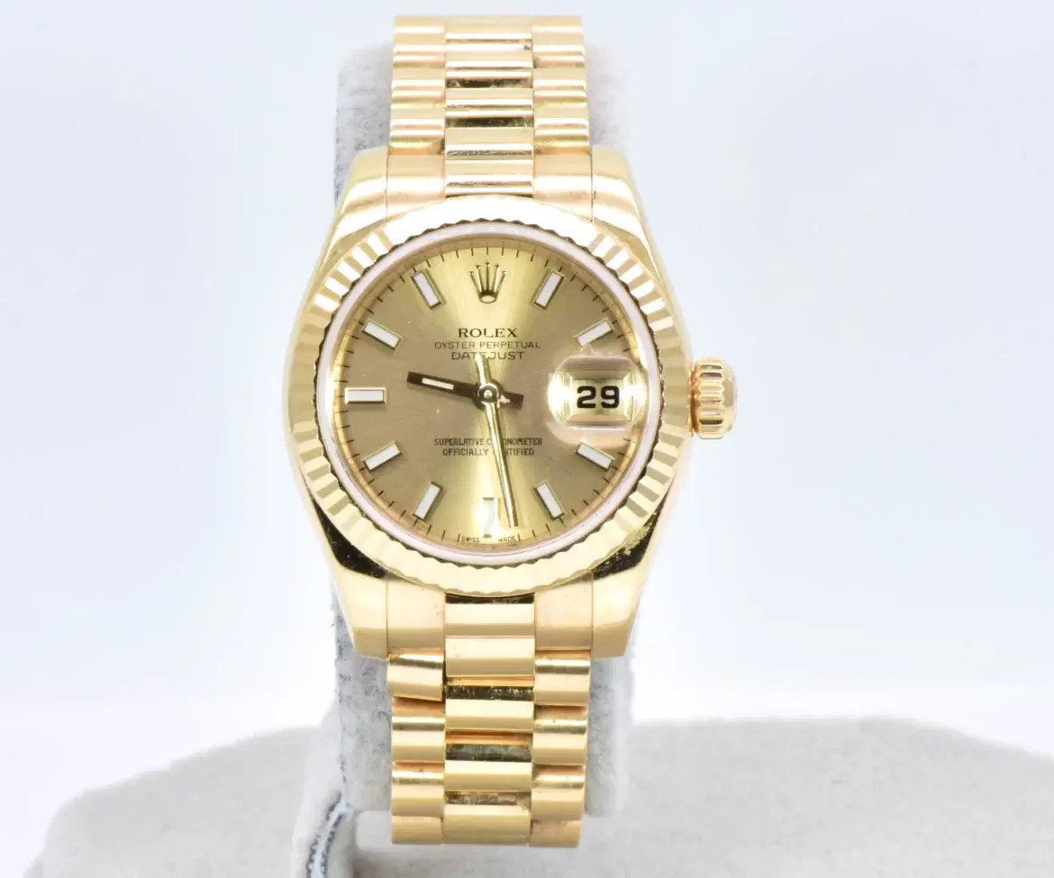 Rolex Ladies Datejust President 26mm Yellow Gold Watch