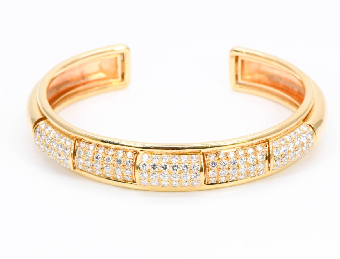 Boucheron 18k Yellow Gold and Diamond Pave Bracelet