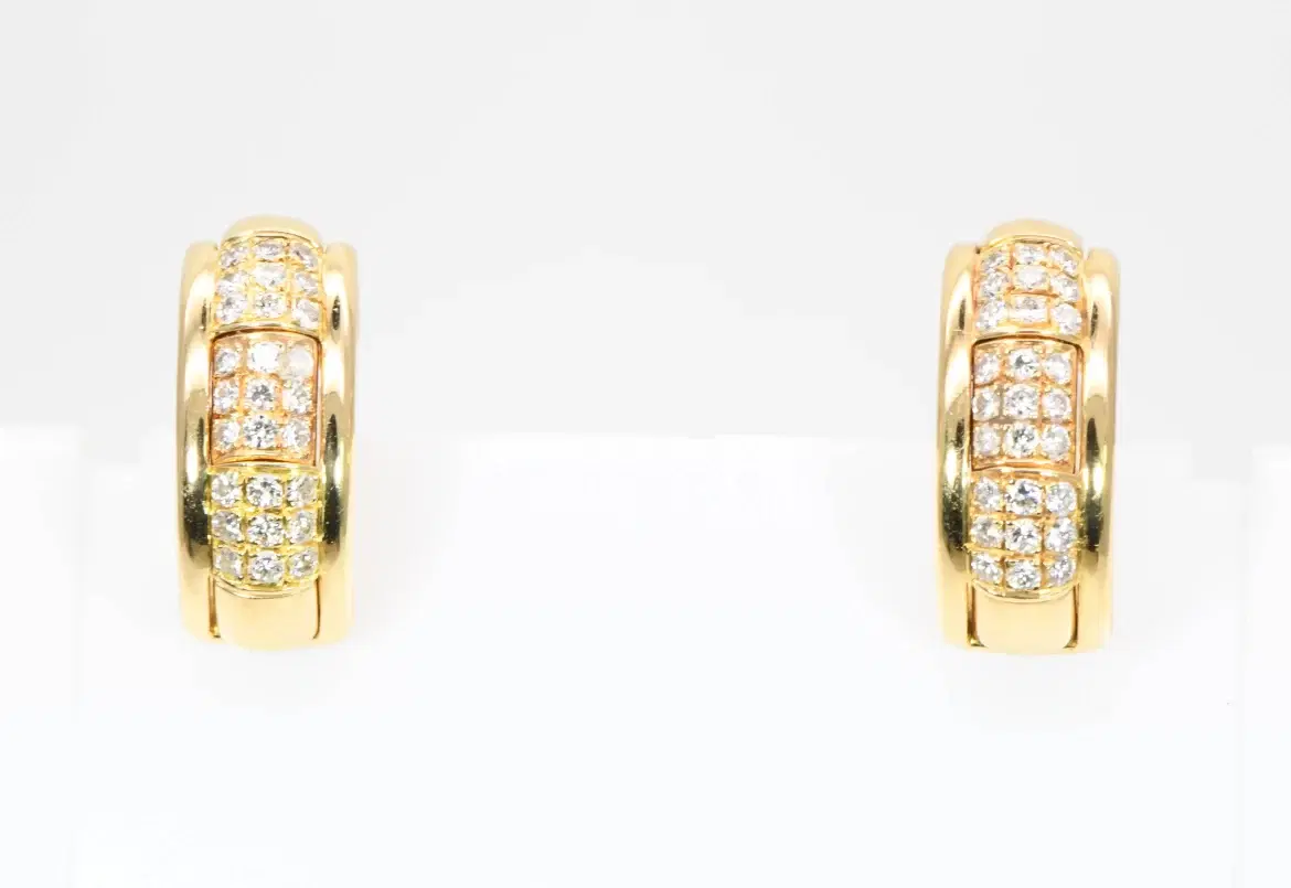 Boucheron 18k Yellow Gold and Diamond Pave Earrings