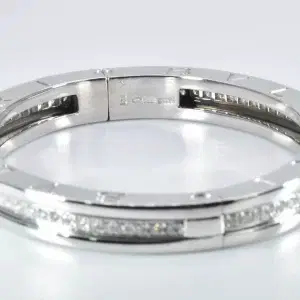 Bvlgari 'B.Zero1' Diamond and 18k White Gold Bangle