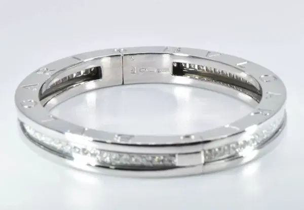 Bvlgari 'B.Zero1' Diamond and 18k White Gold Bangle