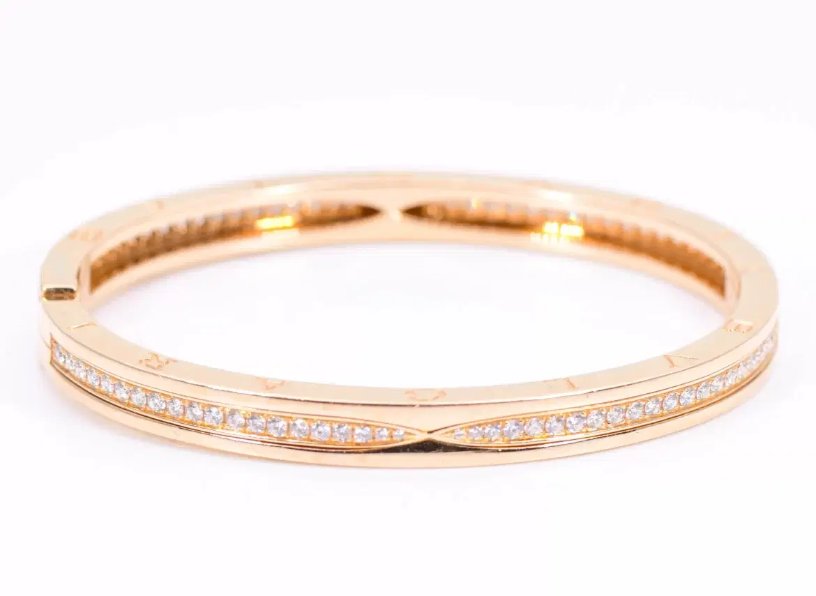 Bvlgari 'B.Zero1' Diamond and 18k Rose Gold Bangle