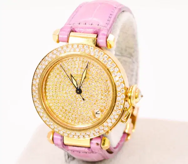 Cartier Pasha Watch Diamond Pave 18k Yellow Gold