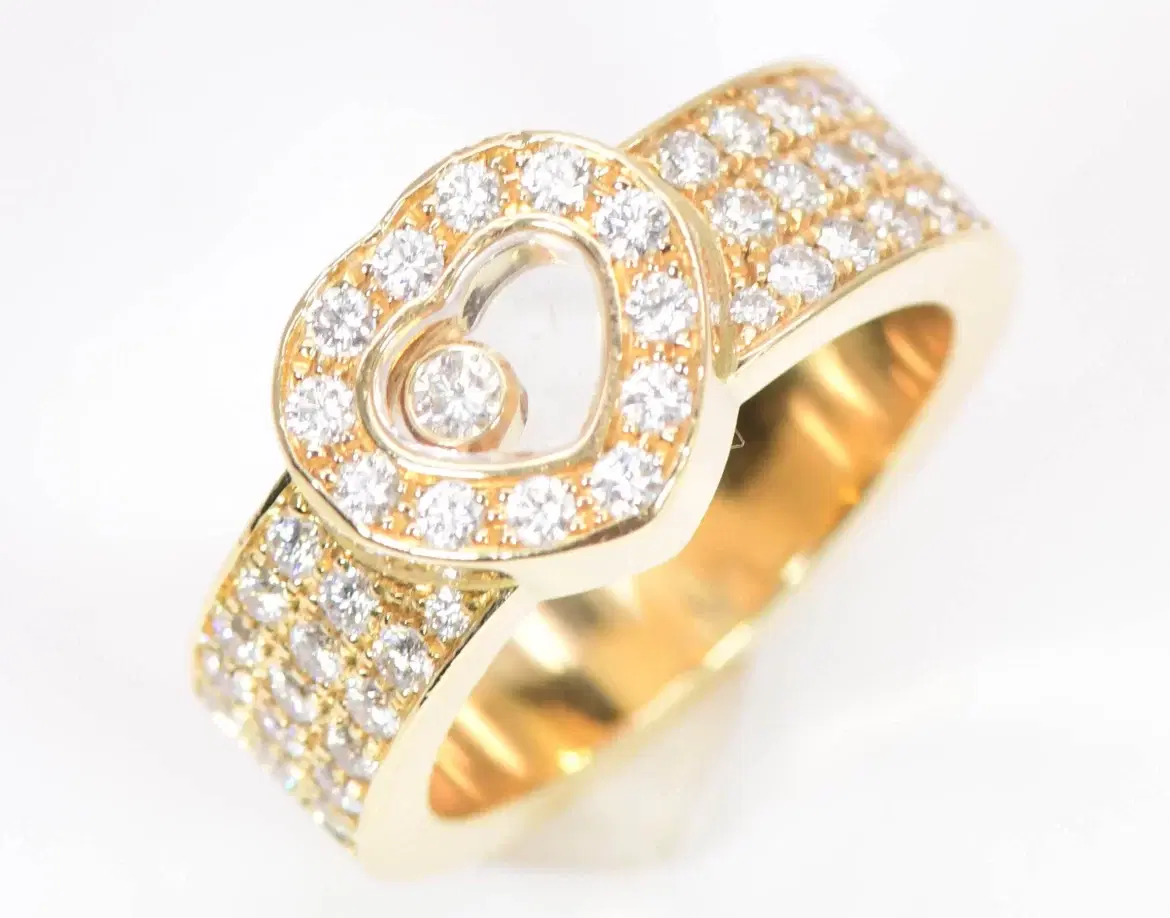 Chopard ‘Happy Diamonds' Heart Pave 18k Yellow Gold Ring