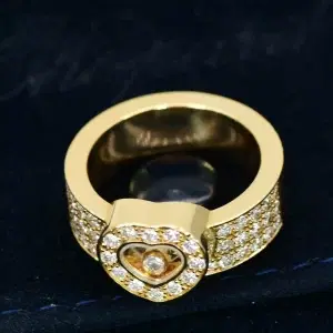 Chopard ‘Happy Diamonds' Heart Pave 18k Yellow Gold Ring