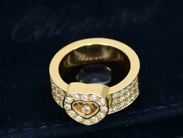 Chopard ‘Happy Diamonds' Heart Pave 18k Yellow Gold Ring