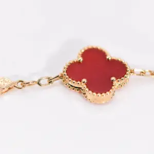 Van Cleef & Arpels VCA Vintage Alhambra Carnelian Rose Gold Bracelet