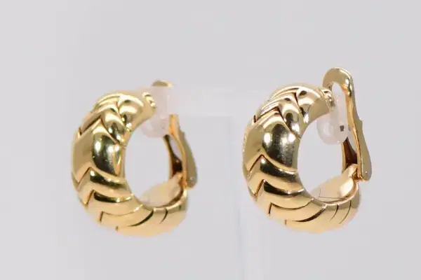 Bulgari/Bvlgari ‘Spiga’ Earrings Clip on 18k Yellow Gold