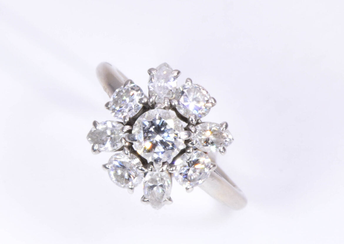 Cartier Flower Platinum 2.10 ct Diamond Ring Vintage 1960s