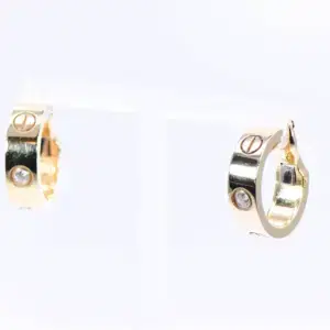 Cartier Love Earrings Two Diamonds 18k Yellow Gold