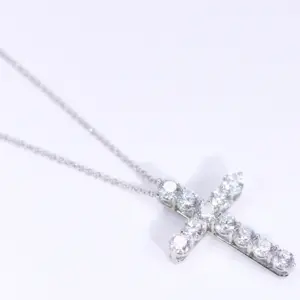 Tiffany & Co 2.23 ct Diamond Cross Pendant Necklace in Platinum