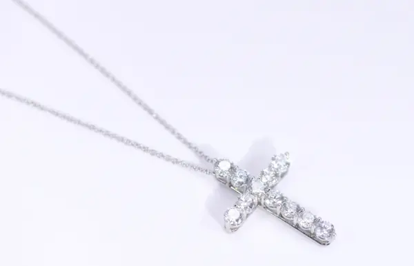 Tiffany & Co 2.23 ct Diamond Cross Pendant Necklace in Platinum