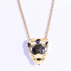 Cartier Panthere 18k Yellow Gold, Enamels and Sapphire Necklace