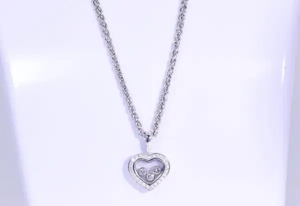 Chopard Happy Diamonds 18k White Gold Diamond Heart Necklace