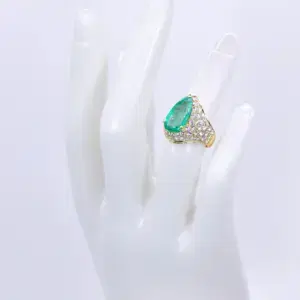 Bvlgari Emerald and Diamond 18k Yellow Gold Ring