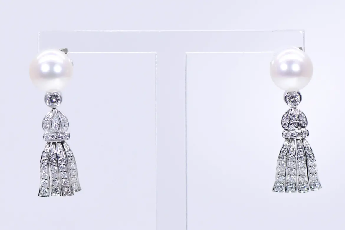 Tiffany & Co. Earrings Platinum, 0.75ct Diamond and Pearls