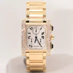 Cartier Tank Francaise 18k Yellow Gold Diamond Midsize Watch Full Set