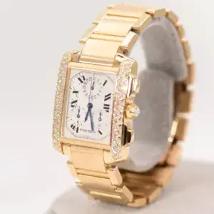 Cartier Tank Francaise 18k Yellow Gold Diamond Midsize Watch Full Set