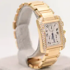 Cartier Tank Francaise 18k Yellow Gold Diamond Midsize Watch Full Set