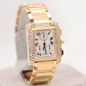 Cartier Tank Francaise 18k Yellow Gold Diamond Midsize Watch Full Set