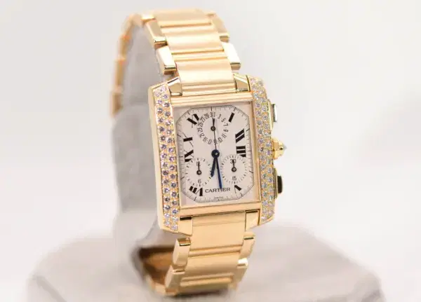 Cartier Tank Francaise 18k Yellow Gold Diamond Midsize Watch Full Set