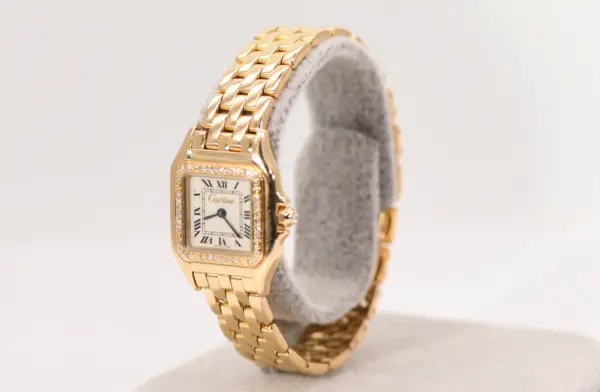 Cartier Panthere Ladies Diamond Watch 22mm Yellow Gold