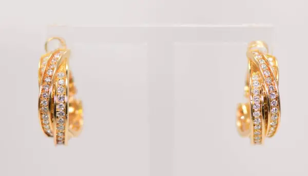 Cartier Trinity Earrings 0.9ct Diamonds 18k Yellow Gold