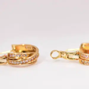 Cartier Trinity Earrings 0.9ct Diamonds 18k Yellow Gold