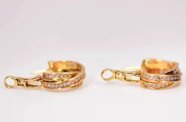 Cartier Trinity Earrings 0.9ct Diamonds 18k Yellow Gold