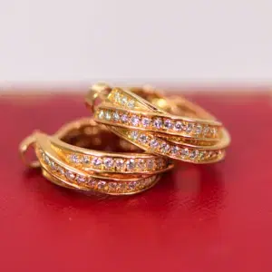 Cartier Trinity Earrings 0.9ct Diamonds 18k Yellow Gold