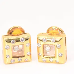 Chopard ‘Happy Diamonds’ 18k Yellow Gold Square Earrings