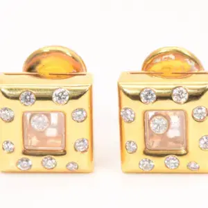 Chopard ‘Happy Diamonds’ 18k Yellow Gold Square Earrings